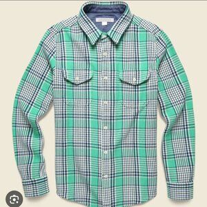 outerknown blanket shirt sea green graph plaid